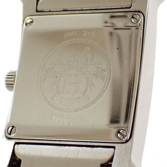Authentic HERMES H Wristwatch HH1.210 Quartz Stainless Steel Silver Orange main image 7